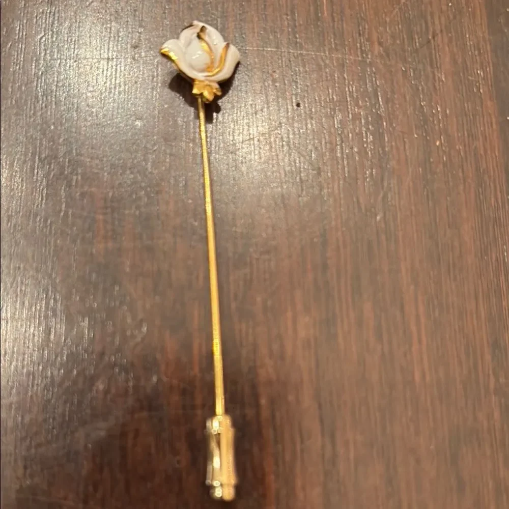 Dainty White rose stick pin